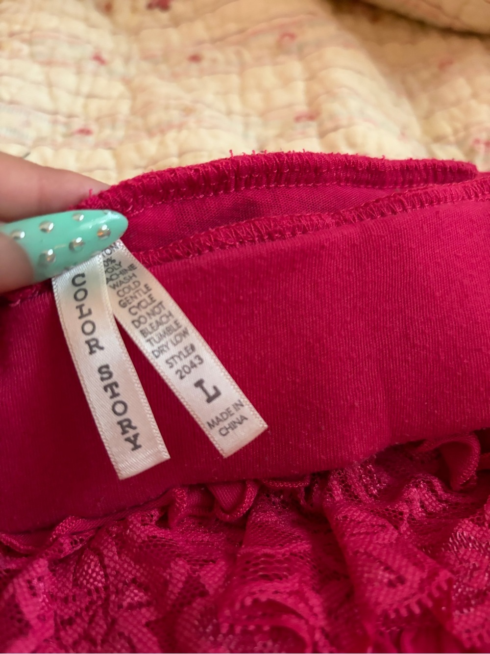 Color Story Fuchsia Ruffle Lace Mini Skirt - Picture 3 of 3
